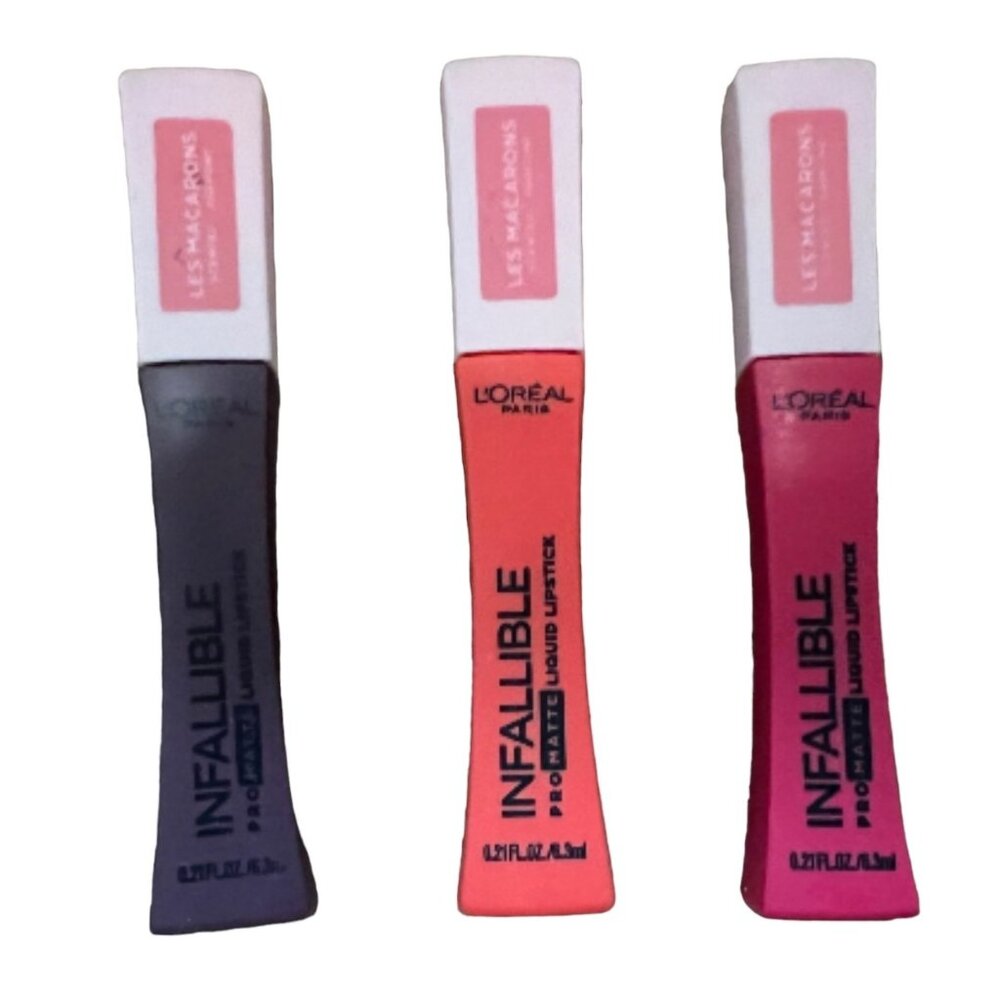 Bundle of 3 L'Oreal Paris infallible Liquid Lipstick Pro Matte Les Macaron